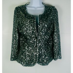ETCETERA WOMENS GRAY SEQUIN JACKET. SIZE S